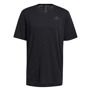 Black Men's Adidas City Elevated Short Sleeve T Shirts | 6719048-QJ