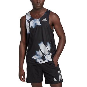 Black Men's Adidas Fast GRX Sleeveless T Shirts | 5273164-EQ