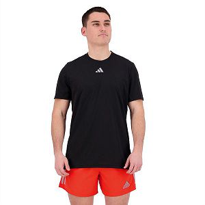 Black Men's Adidas Own The Run Cooler Short Sleeve T Shirts | 3641709-FR