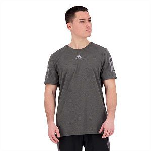 Black Men's Adidas Own The Run Heather Short Sleeve T Shirts | 9368451-FN