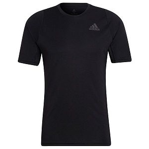 Black Men's Adidas Run Icon 3 Bars Short Sleeve T Shirts | 5942168-IW