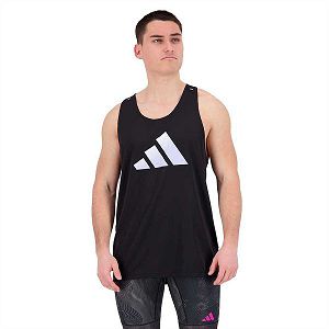 Black Men's Adidas Run Icons Sleeveless T Shirts | 5487613-AZ