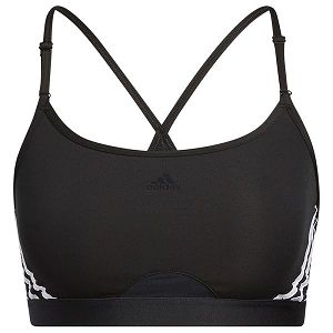 Black Women's Adidas Aero 3 Stripes Sports Bra | 0981267-WQ