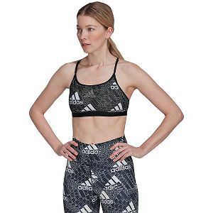 Black Women's Adidas Aeroreact Light-Support Printed Sports Bra | 2805137-TB