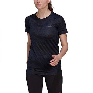 Black Women's Adidas Fast Aop Short Sleeve T Shirts | 7358492-LN