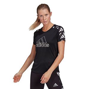 Black Women's Adidas Own The Run Celebration Short Sleeve T Shirts | 6529307-WT