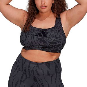 Black Women's Adidas Powerimpact Medium-Support Allover Print Big Sports Bra | 5168730-XI