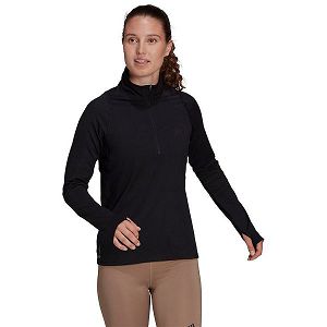 Black Women's Adidas Run Fast Half Zip Sweatshirts | 3041562-EP