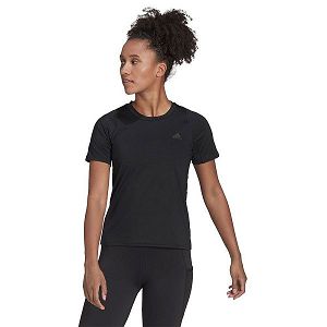 Black Women's Adidas Run Fast PB Short Sleeve T Shirts | 8026759-PF