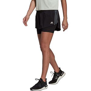 Black Women's Adidas Run Icons 3 Stripes Shorts Pants | 5416970-IB