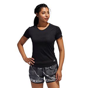 Black Women's Adidas Run It Short Sleeve T Shirts | 7851934-HR