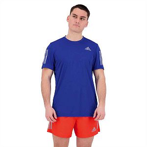 Blue Men's Adidas Own The Run Short Sleeve T Shirts | 0698357-AO