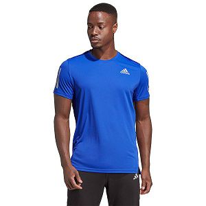 Blue Men's Adidas Own The Run Short Sleeve T Shirts | 2856930-QZ