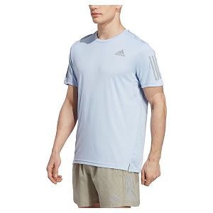 Blue Men's Adidas Own The Run Short Sleeve T Shirts | 6183427-AW