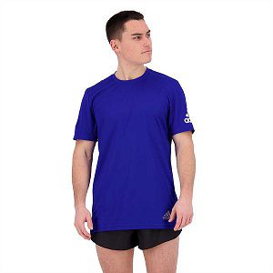 Blue Men's Adidas Run It Short Sleeve T Shirts | 1687539-LH