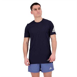 Blue Men's Adidas Run It Short Sleeve T Shirts | 4652980-ES