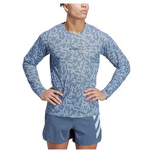 Blue Men's Adidas Trail Gfx Long Sleeve T Shirts | 2385461-RD