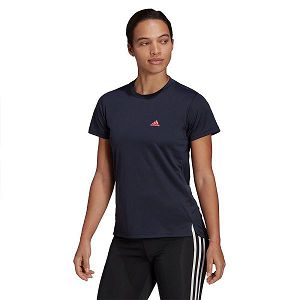 Blue Women's Adidas 3 Stripes Short Sleeve T Shirts | 8541927-EL