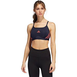 Blue Women's Adidas Aero 3 Stripes Sports Bra | 9501347-FO