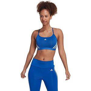 Blue Women's Adidas Aeroreact Light-Support 3 Stripes Sports Bra | 1972645-LU