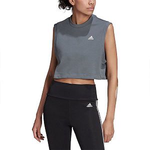 Blue Women's Adidas Studio Sleeveless T Shirts | 3678915-FA