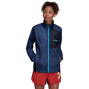 Blue Women's Adidas Trail Windbreaker Jackets | 1346589-KW