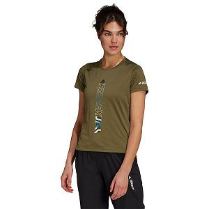 Green Women's Adidas Agravic Short Sleeve T Shirts | 6453810-XP