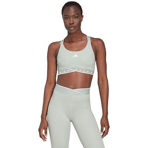 Green Women's Adidas Powerimpact Medium-Support Techfit Sports Bra | 1954082-NZ