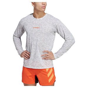 Grey Men's Adidas Trail Gfx Long Sleeve T Shirts | 9064185-FI