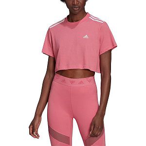 Pink Women's Adidas Cropped Short Sleeve T Shirts | 4713658-ID