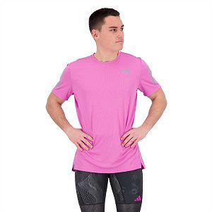 Purple Men's Adidas Own The Run Short Sleeve T Shirts | 1638950-MC