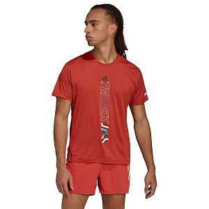 Red Men's Adidas Agravic Short Sleeve T Shirts | 7418502-TX