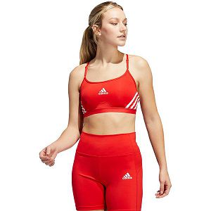 Red Women's Adidas Aero 3 Stripes Sports Bra | 7123958-RZ