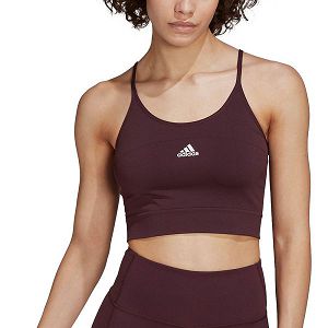 Red Women's Adidas Aeroknit Seamless Crop Top Sports Bra | 5648712-VK