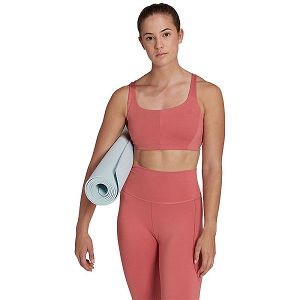 Red Women's Adidas Coreflow Medium-Support Sports Bra | 0625791-GN