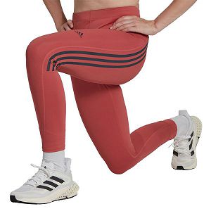 Red Women's Adidas Run Icons 3 Stripes 7/8 Leggings | 7968032-GZ