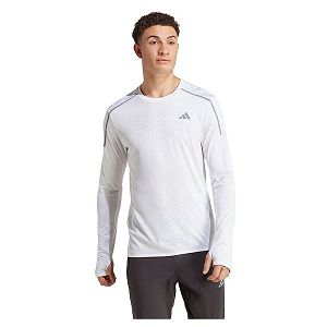 White Men's Adidas Fast Long Sleeve T Shirts | 4159608-JY