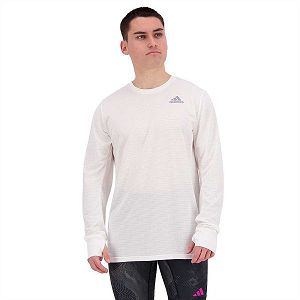 White Men's Adidas Own The Run Long Sleeve T Shirts | 6934127-AG