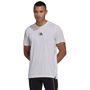 White Men's Adidas Signature Short Sleeve T Shirts | 5329870-BX