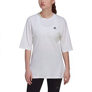 White Women's Adidas Run Icons Made With Nature Short Sleeve T Shirts | 3408261-BR