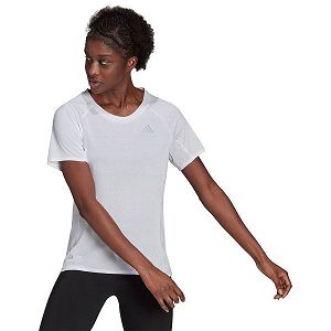 White Women's Adidas Runner Short Sleeve T Shirts | 3680924-EF