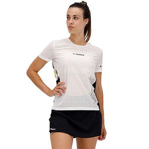 White Women's Adidas Terrex Parley Agravic Trail Pro Short Sleeve T Shirts | 9350461-EJ