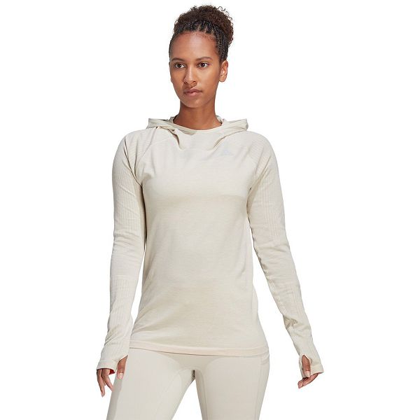 Beige Women\'s Adidas Xcity Knit Ls Sweatshirts | 5129068-KP