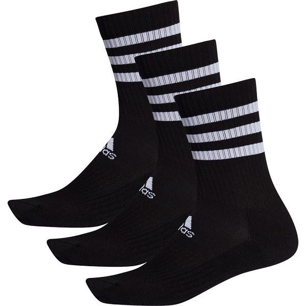 Black Kids\' Adidas 3 Stripes Cushion Crew 3 Pairs Socks | 7350921-SF