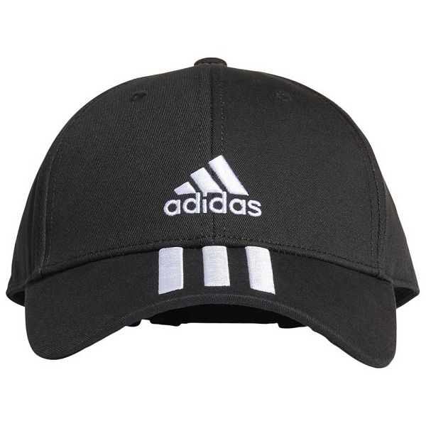 Black Kids' Adidas Baseball 3 Stripes Cotton Twill Caps | 9853217-YC