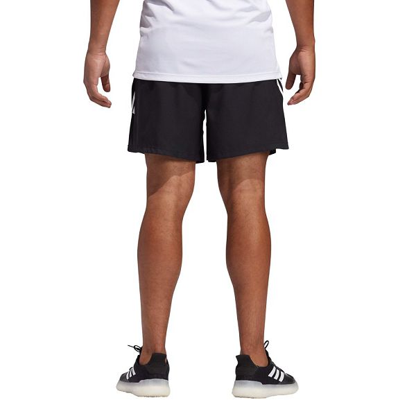 Black Men's Adidas Aeroready 3 Stripes Slim Short Pants | 4298637-LW