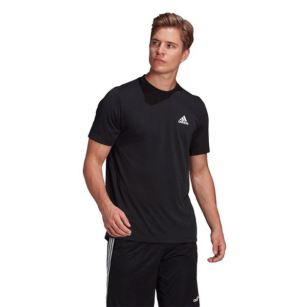 Black Men\'s Adidas Aeroready Designed 2 Move FeelReady Sport Short Sleeve T Shirts | 7941025-ZG