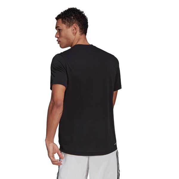 Black Men's Adidas Aeroready Designed 2 Move FeelReady Sport Logo Short Sleeve T Shirts | 8463201-FP