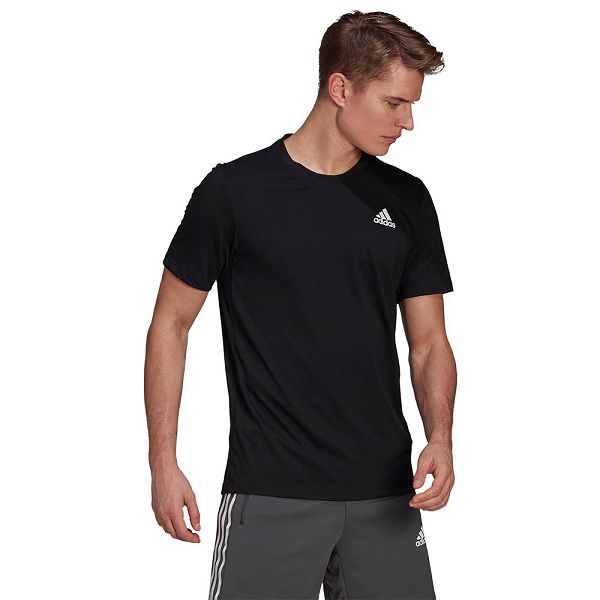 Black Men's Adidas Aeroready Designed 2 Move Sport Short Sleeve T Shirts | 9058734-VI