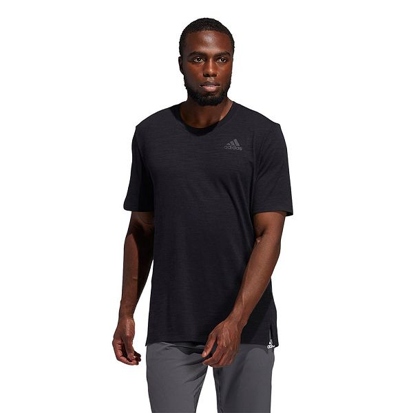 Black Men's Adidas City Elevated Short Sleeve T Shirts | 6719048-QJ